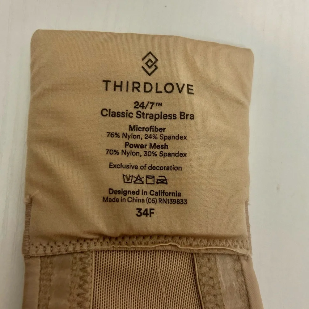 Thirdlove 24/7 Classic Strapless Bra Nude Color Size 34F - Picture 8 of 10
